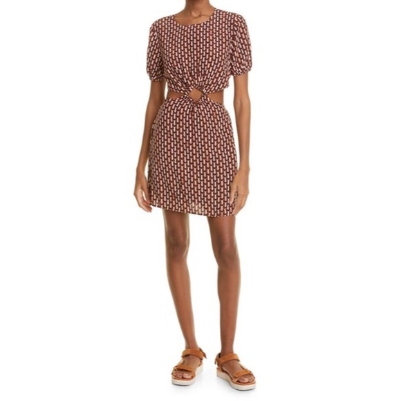 STAUD Dresses & Skirts - NWT STAUD Epona Cutout Printed Jersey Mini Dress M